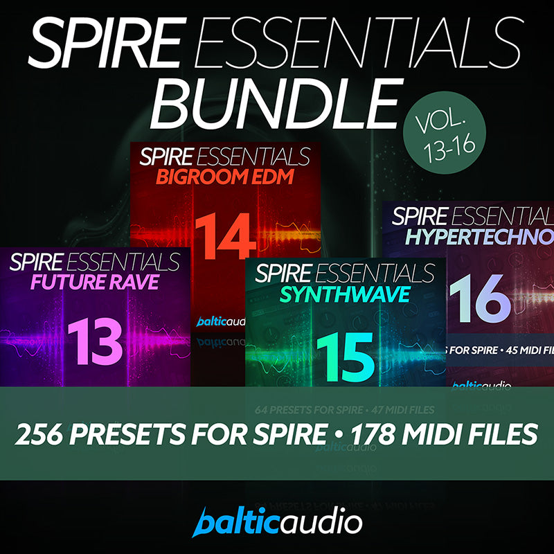 Spire Essentials Bundle Vols 13 to 16 royalty-free Spire preset bundle by baltic audio