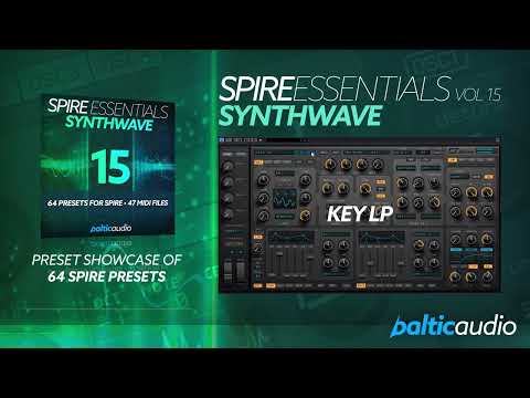 64 Synthwave Pop Spire presets and 47 MIDI files included in Spire Essentials Vol. 15